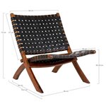 Chaise en teck et cuir noir PERUGIA