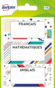 15 étiquettes matières scolaires