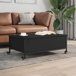 vidaXL Table basse avec roulettes noir 91x55x34 cm bois d'ingénierie
