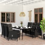 vidaXL Ensemble à manger de jardin avec coussins 7 Pièces Noir
