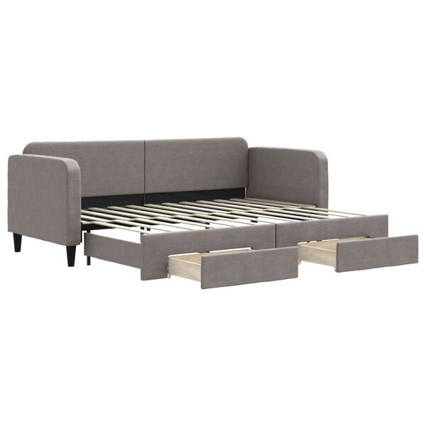 vidaXL Lit de jour avec gigogne et tiroirs sans matelas taupe 80x200cm