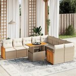 vidaXL Salon de jardin avec coussins 10 Pièces beige résine tressée
