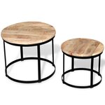 vidaXL Table basse 2 Pièces Bois de manguier brut Rond 40/50 cm