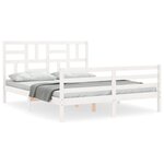 vidaXL Cadre de lit avec tête de lit blanc King Size bois massif