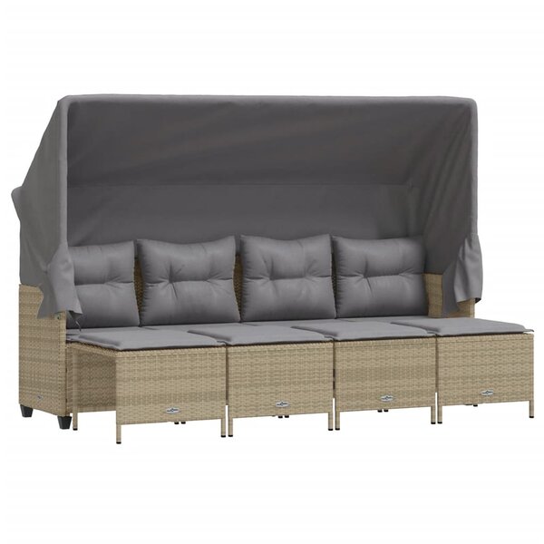 vidaXL Salon de jardin avec coussins 5 Pièces beige résine tressée