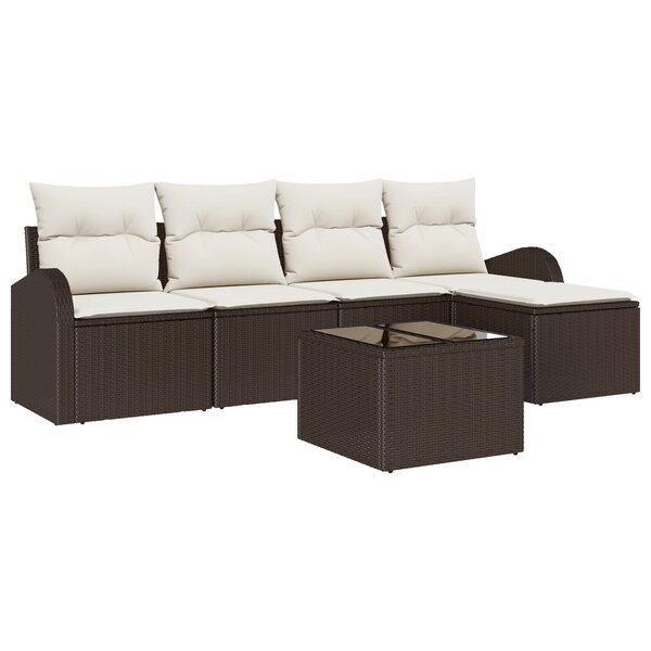 Ensemble de canapé de jardin vidaXL 5 pièces avec coussins gris en poly rotin