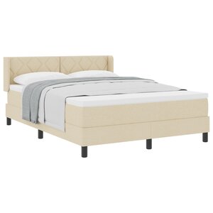 Lit à Ressorts vidaXL avec Matelas Crème 160x200 cm Tissu