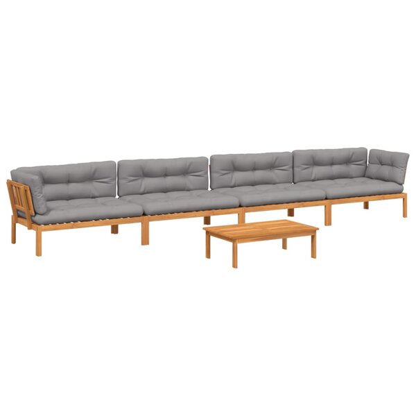 vidaXL Salon palette de jardin avec coussins 5Pièces bois d'acacia massif