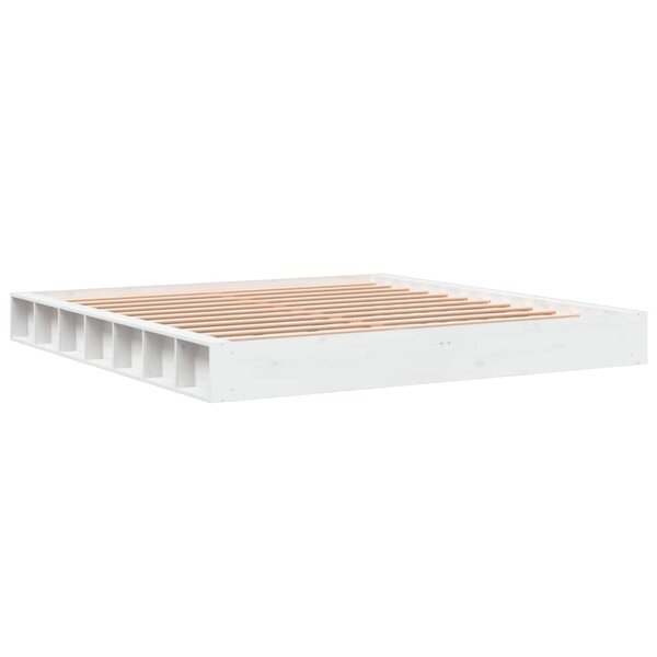 vidaXL Cadre de lit blanc 200x200 cm bois de pin massif