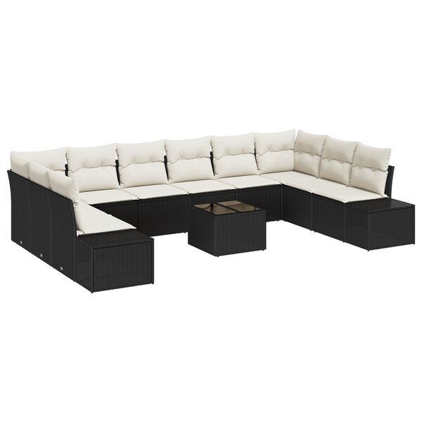 vidaXL Ensemble de canapé de jardin de 10 pièces avec coussins Marron Poly Rattan