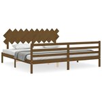 vidaXL Cadre de lit avec tête de lit marron miel 200x200cm bois massif