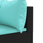 vidaXL Salon de jardin 6 Pièces avec coussins Noir Résine tressée