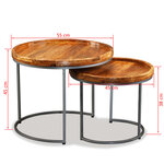 vidaXL Ensemble de tables d'appoint 2 Pièces Bois de manguier massif