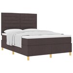 vidaXL Lit à ressorts avec matelas marron foncé 140x200 cm tissu
