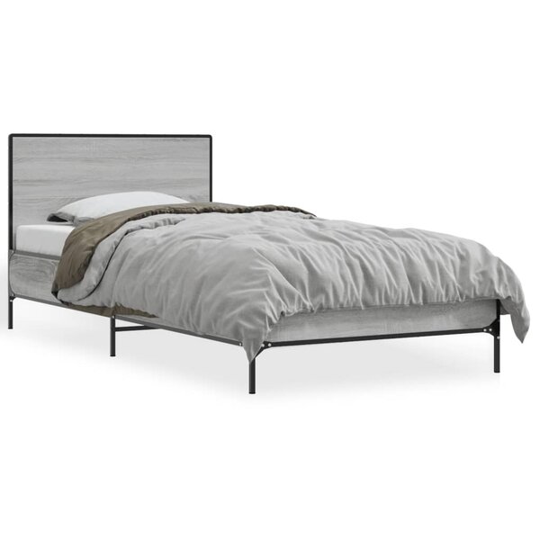 vidaXL Cadre de lit sans matelas sonoma gris 100x200 cm