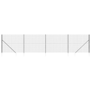 vidaXL Clôture en treillis métallique et ancrage anthracite 1 4x10 m