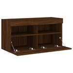 vidaXL Meuble TV mural avec lumières LED chêne marron 80x30x40 cm
