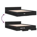 vidaXL Cadre de lit avec tiroirs sans matelas noir 140x200 cm