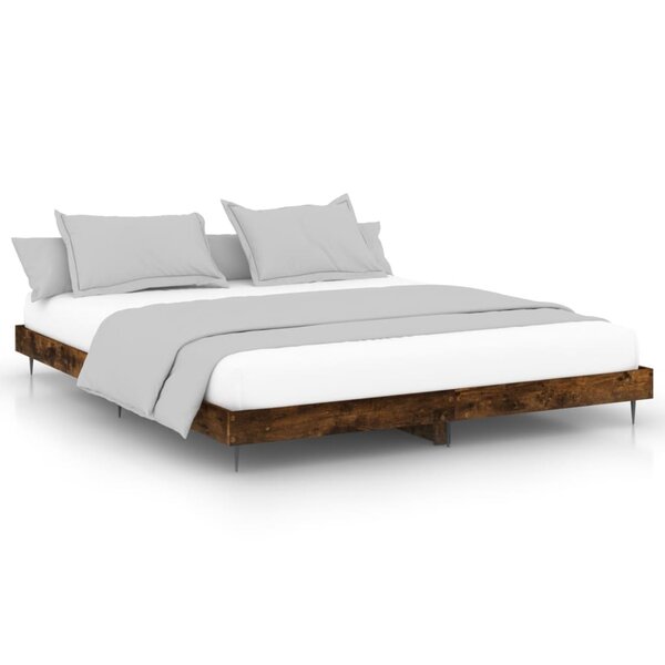 vidaXL Cadre de lit chêne fumé 200x200 cm bois d'ingénierie