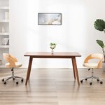 vidaXL Chaise pivotante à manger Crème Bois courbé et Similicuir
