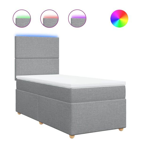 vidaXL Sommier à lattes de lit et matelas Gris clair 90x190 cm Tissu