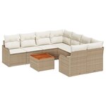 Ensemble de 9 pièces de Canapés de Jardin avec Coussins Beige Rattan Poly Acacia