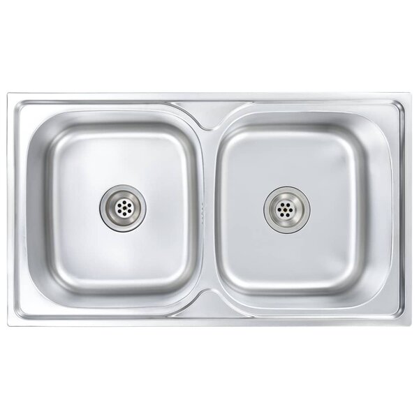 vidaXL Évier double de cuisine avec crépine et piège Acier inoxydable