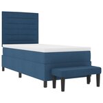 vidaXL Lit à ressorts avec matelas et banc bleu 100x200 cm tissu