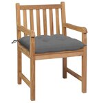 vidaXL Chaises de jardin lot de 2 et coussins gris Bois de teck massif