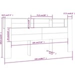 vidaXL Armoire de tête de lit Noir 220x18 5x104 5 cm