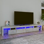 vidaXL Meuble TV avec lumières LED Gris béton 260x36 5x40 cm