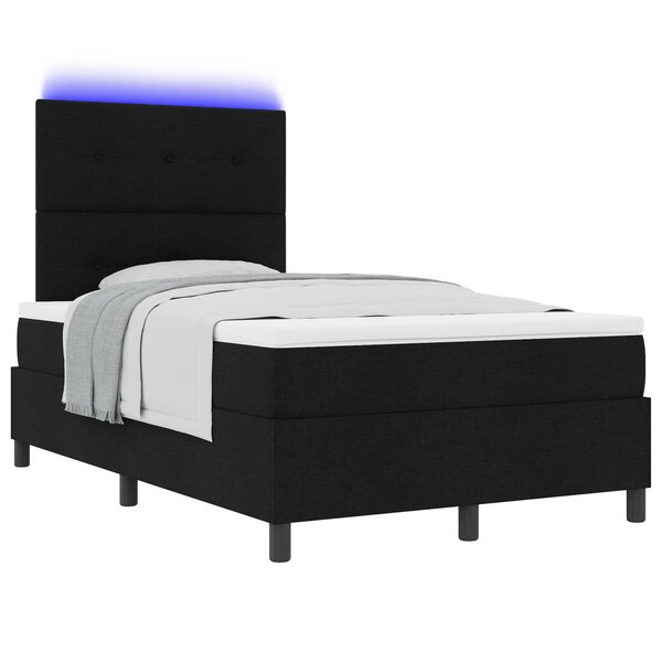 vidaXL Lit box spring avec matelas & LED Noir 120x190 cm Tissu