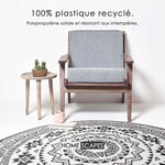 Tapis extérieur terrasse réversible rond - Tapis de jardin imperméable et résistant UV - Géométrique - Noir - 180 cm - HOMESCAPES