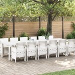 Set de salle à manger jardin vidaXL 13 pièces avec coussins en poly rattan blanc