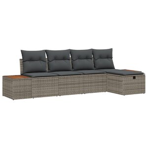 vidaXL Ensemble de 5 pièces de canapés de jardin avec coussins gris en poly rotin