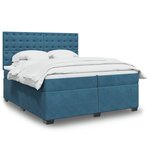 vidaXL Sommier à lattes de lit et matelas Bleu 200x200 cm velours