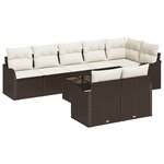 Set de canapé de jardin 8 pièces avec coussins gris en poly rotin