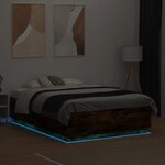 vidaXL Cadre de lit avec LED sans matelas chêne fumé 120x190 cm