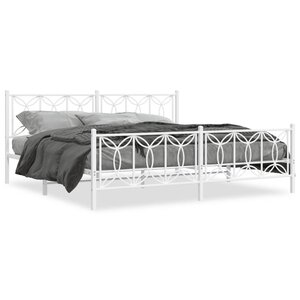 vidaXL Cadre de lit métal avec tête de lit/pied de lit blanc 193x203cm