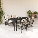vidaXL Ensemble à manger de jardin coussins 5Pièces Noir Résine tressée