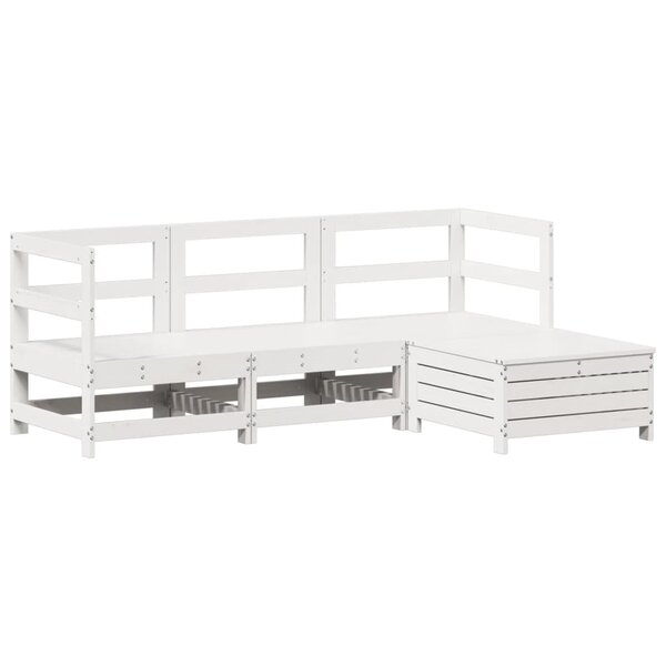 vidaXL Salon de jardin 4 Pièces blanc bois de pin massif