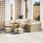 Ensemble de Canapés de Jardin vidaXL 12 Pièces avec Coussins Beige Rotin Poly Acacia