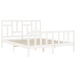 vidaXL Cadre de lit avec tête de lit blanc King Size bois massif