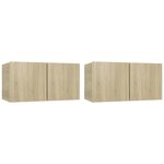vidaXL Meubles TV suspendus 2 Pièces Chêne sonoma 60x30x30 cm