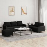 vidaXL Ensemble de canapés 3 Pièces avec coussins Noir Tissu