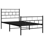 vidaXL Cadre de lit métal avec tête de lit/pied de lit noir 75x190 cm