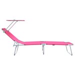 vidaXL Chaises Longues Pliantes 2 Pièces avec Auvent Rose Tissu Oxford 600D