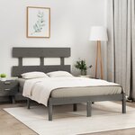 vidaXL Cadre de lit sans matelas gris 150x200 cm bois massif