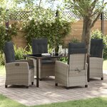 vidaXL Ensemble de salle à manger de jardin 5 pièces avec coussins gris clair en poly rattan