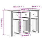 vidaXL Buffet BODO blanc et marron 115 5x44x80 cm bois massif de pin